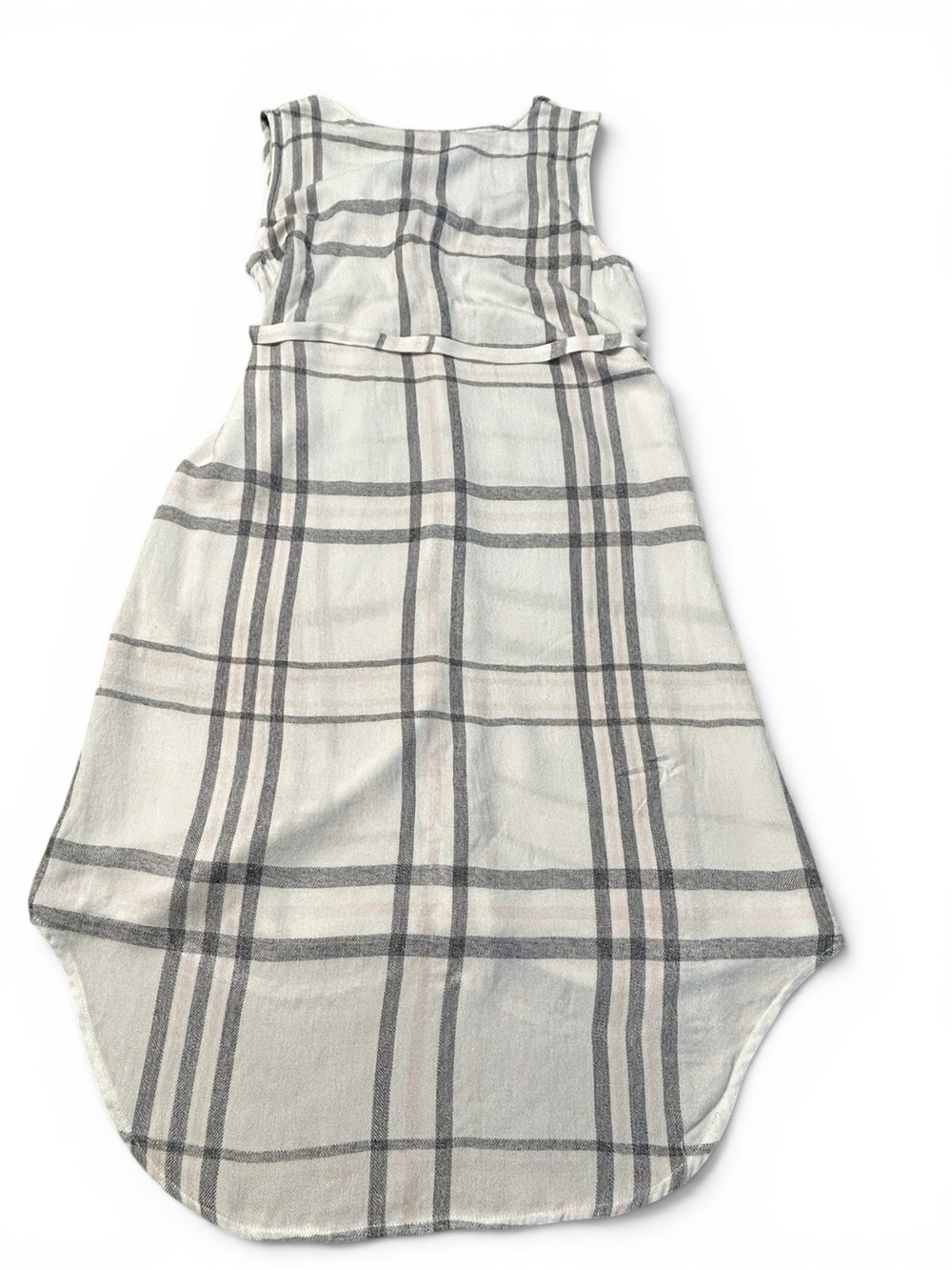 Cupcakes & Cashmere Woman’s Sleeveless White & Gray Plaid Dress w Tie Belt SZ S - Picture 4 of 11